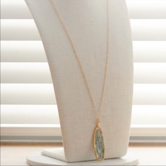 Carved Shell 14K Gold Feather Necklace - Picture 7 of 7